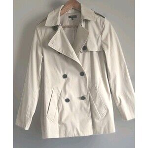 Quince Organic Cotton Light Khaki Trench Coat Stretch Belted Satin Lined Small